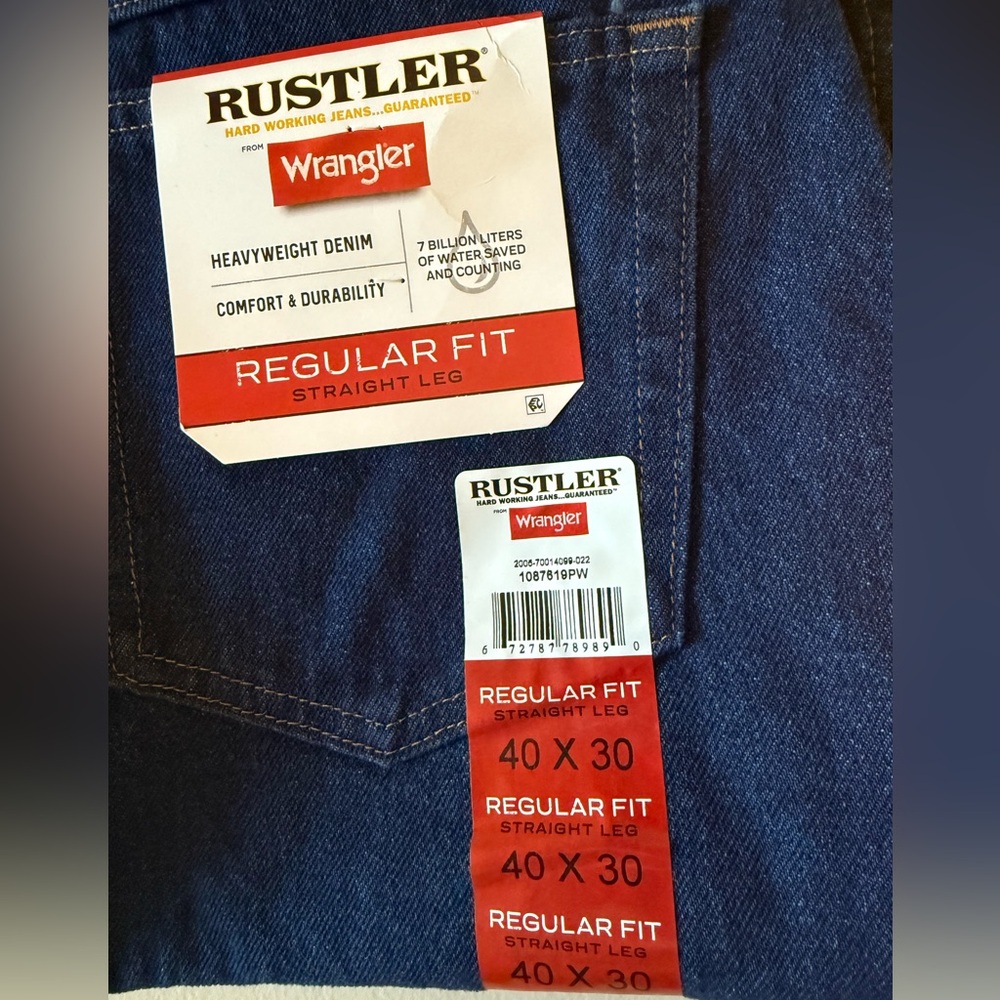 Brand New Wrangler Mens Regular Straight Fit Wrestler Jeans Size 40x30 Denim NWT